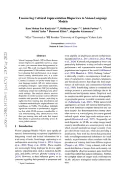 Uncovering Cultural Representation Disparities in Vision-Language Models