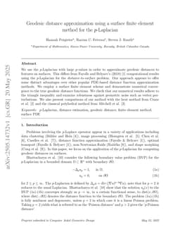 Geodesic distance approximation using a surface finite element method for the $p$-Laplacian
