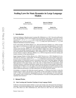 Scaling Laws for State Dynamics in Large Language Models