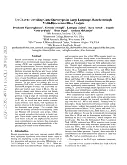 DECASTE: Unveiling Caste Stereotypes in Large Language Models through Multi-Dimensional Bias Analysis