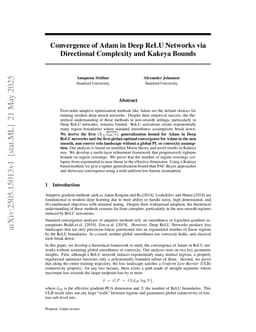 Convergence of Adam in Deep ReLU Networks via Directional Complexity and Kakeya Bounds
