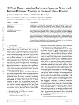 CEBSNet: Change-Excited and Background-Suppressed Network with Temporal Dependency Modeling for Bitemporal Change Detection