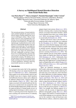 A Survey on Multilingual Mental Disorders Detection from Social Media Data