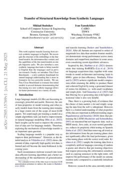 Transfer of Structural Knowledge from Synthetic Languages