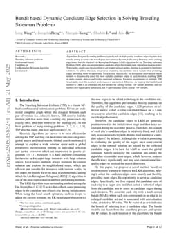 Bandit based Dynamic Candidate Edge Selection in Solving Traveling Salesman Problems
