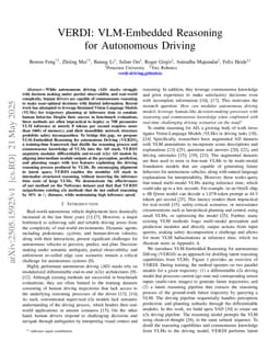 VERDI: VLM-Embedded Reasoning for Autonomous Driving