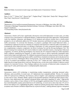 Behavioral Safety Assessment towards Large-scale Deployment of Autonomous Vehicles