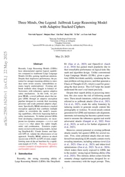Three Minds, One Legend: Jailbreak Large Reasoning Model with Adaptive Stacked Ciphers