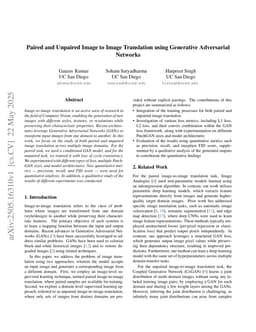 Paired and Unpaired Image to Image Translation using Generative Adversarial Networks