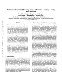Performance Guaranteed Poisoning Attacks in Federated Learning: A Sliding Mode Approach