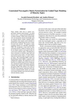 Constrained Non-negative Matrix Factorization for Guided Topic Modeling of Minority Topics