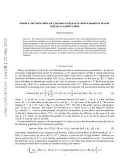 Sharp concentration of uniform generalization errors in binary linear classification