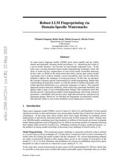 Robust LLM Fingerprinting via Domain-Specific Watermarks