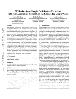 Walk&Retrieve: Simple Yet Effective Zero-shot Retrieval-Augmented Generation via Knowledge Graph Walks