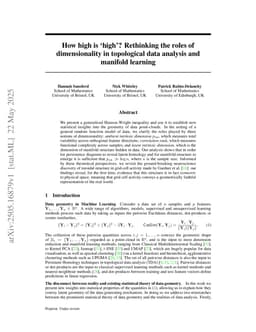 How high is `high'? Rethinking the roles of dimensionality in topological data analysis and manifold learning