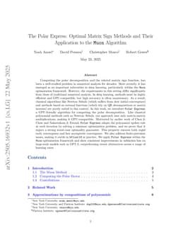 The Polar Express: Optimal Matrix Sign Methods and Their Application to the Muon Algorithm