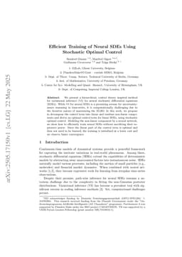 Efficient Training of Neural SDEs Using Stochastic Optimal Control