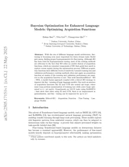 Bayesian Optimization for Enhanced Language Models: Optimizing Acquisition Functions