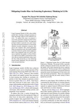 Mitigating Gender Bias via Fostering Exploratory Thinking in LLMs