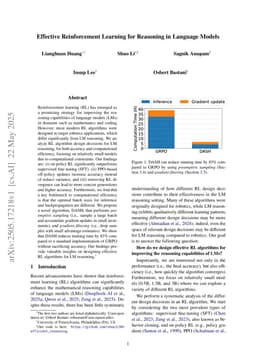 Effective Reinforcement Learning for Reasoning in Language Models