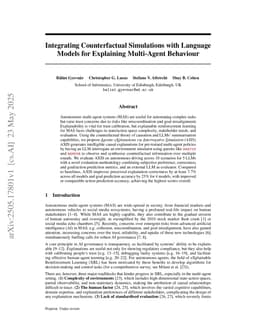 Integrating Counterfactual Simulations with Language Models for Explaining Multi-Agent Behaviour