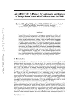AVerImaTeC: A Dataset for Automatic Verification of Image-Text Claims with Evidence from the Web