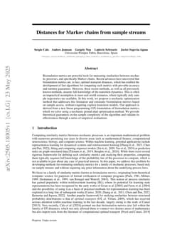 Distances for Markov chains from sample streams