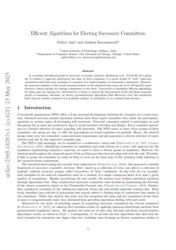 Efficient Algorithms for Electing Successive Committees
