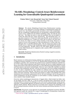 McARL:Morphology-Control-Aware Reinforcement Learning for Generalizable Quadrupedal Locomotion