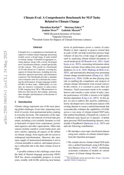 Climate-Eval: A Comprehensive Benchmark for NLP Tasks Related to Climate Change