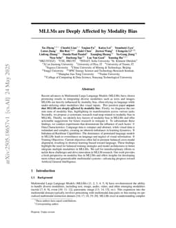 MLLMs are Deeply Affected by Modality Bias