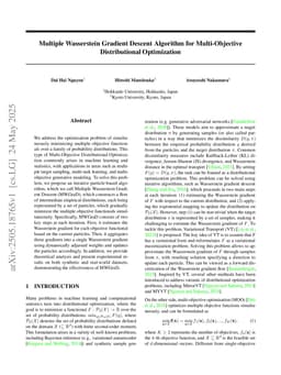 Multiple Wasserstein Gradient Descent Algorithm for Multi-Objective Distributional Optimization