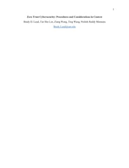 Zero Trust Cybersecurity: Procedures and Considerations in Context