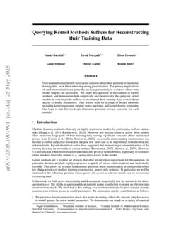 Querying Kernel Methods Suffices for Reconstructing their Training Data