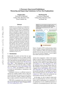 A Necessary Step toward Faithfulness: Measuring and Improving Consistency in Free-Text Explanations