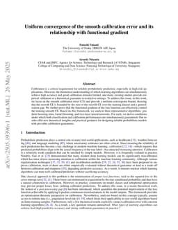 Uniform convergence of the smooth calibration error and its relationship with functional gradient