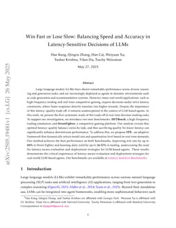Win Fast or Lose Slow: Balancing Speed and Accuracy in Latency-Sensitive Decisions of LLMs