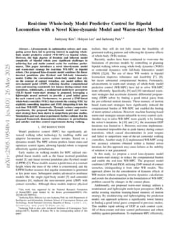 Real-time Whole-body Model Predictive Control for Bipedal Locomotion with a Novel Kino-dynamic Model and Warm-start Method