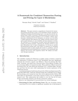 A Framework for Combined Transaction Posting and Pricing for Layer 2 Blockchains