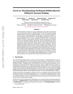 EuroCon: Benchmarking Parliament Deliberation for Political Consensus Finding