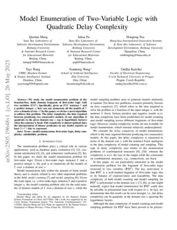 Model Enumeration of Two-Variable Logic with Quadratic Delay Complexity