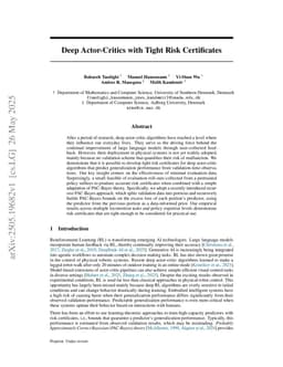 Deep Actor-Critics with Tight Risk Certificates