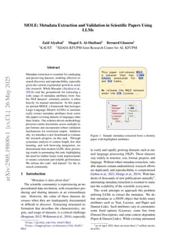 MOLE: Metadata Extraction and Validation in Scientific Papers Using LLMs