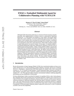 EMAC+: Embodied Multimodal Agent for Collaborative Planning with VLM+LLM