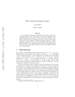 The residual maximin share