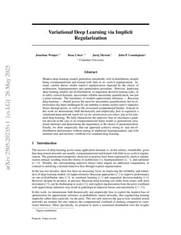 Variational Deep Learning via Implicit Regularization