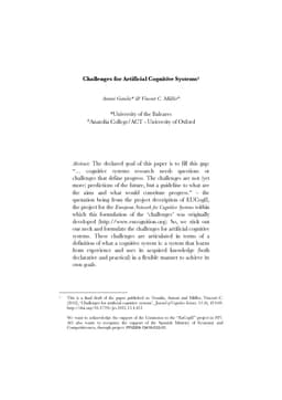 Challenges for artificial cognitive systems