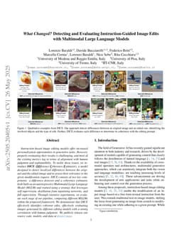 What Changed? Detecting and Evaluating Instruction-Guided Image Edits with Multimodal Large Language Models