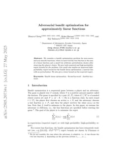 Adversarial bandit optimization for approximately linear functions