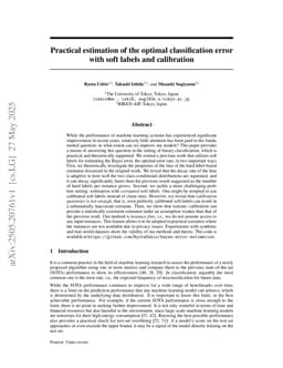 Practical estimation of the optimal classification error with soft labels and calibration